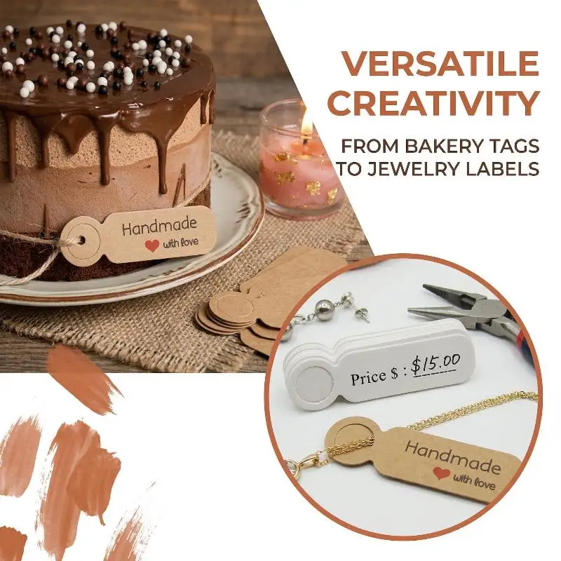 

100pcs/lot Price Small Tags Kraft Paper Lables For DIY Jewelry Retail Price Tags Handmade Clothes Size Tags Store Hang Lables