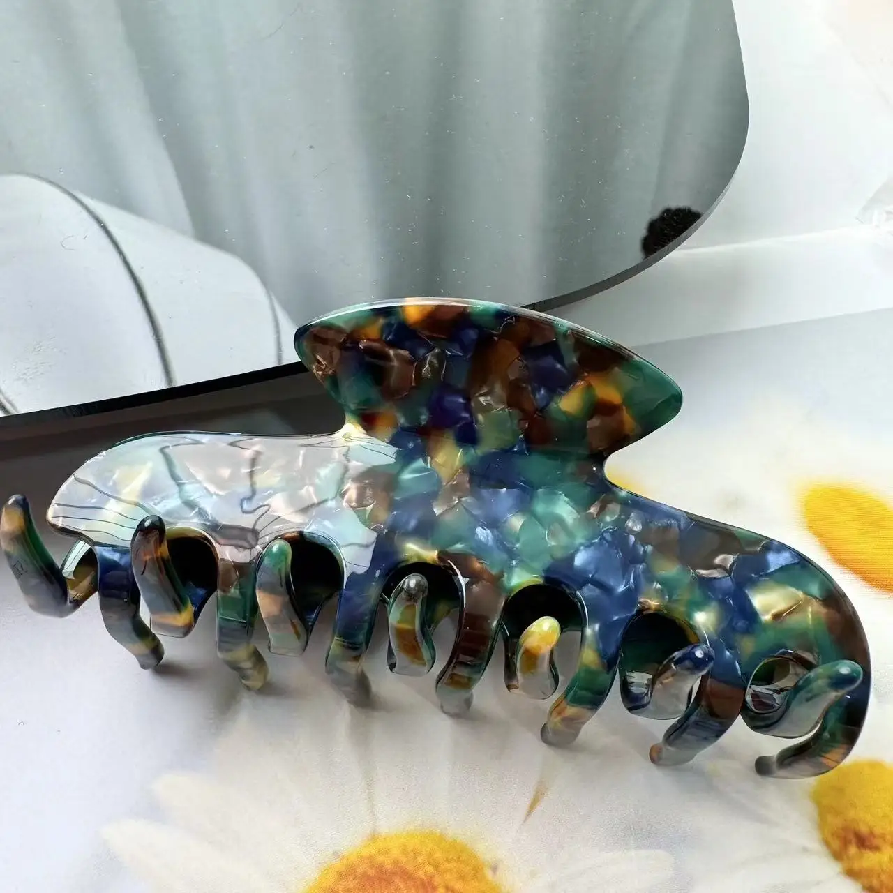 1 قطعة السليلويد 10 سنتيمتر مشبك شعر كبير فاخر اليدوية الفرنسية تصميم موضة السلحفاة شل اكسسوارات النساء مشبك شعر #1