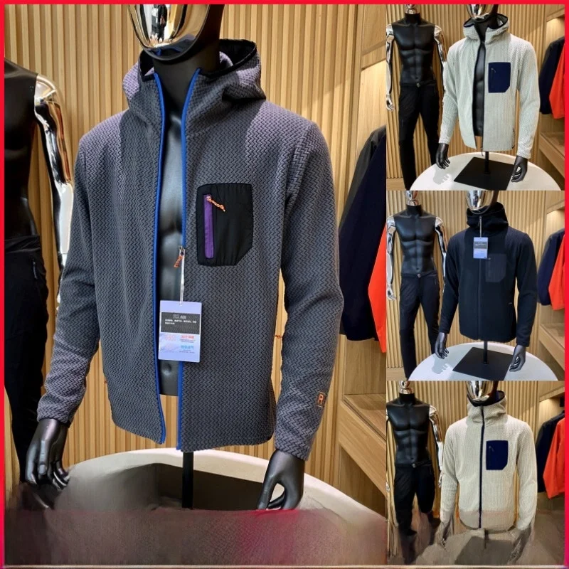 

Warm Fce Hoodie Outdoor Men's Jaet Breathable Skin-friendly Autumn Winter Thermal Sweatirt Zipper Closure Stand Fit