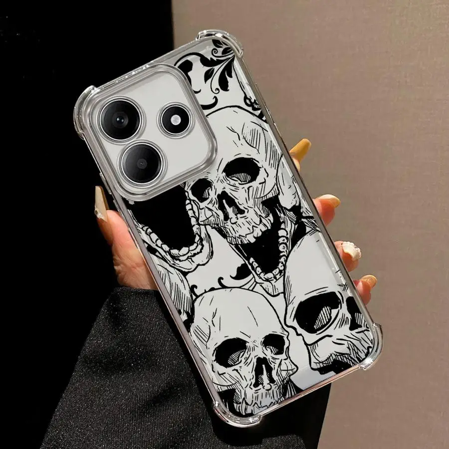 حافظة هاتف لهاتف Redmi Note 9S 10 Lite 11 12 13 10 Pro 14 Pro Plus 11s 10s غطاء ناعم جمجمة رائعة مرعبة #6