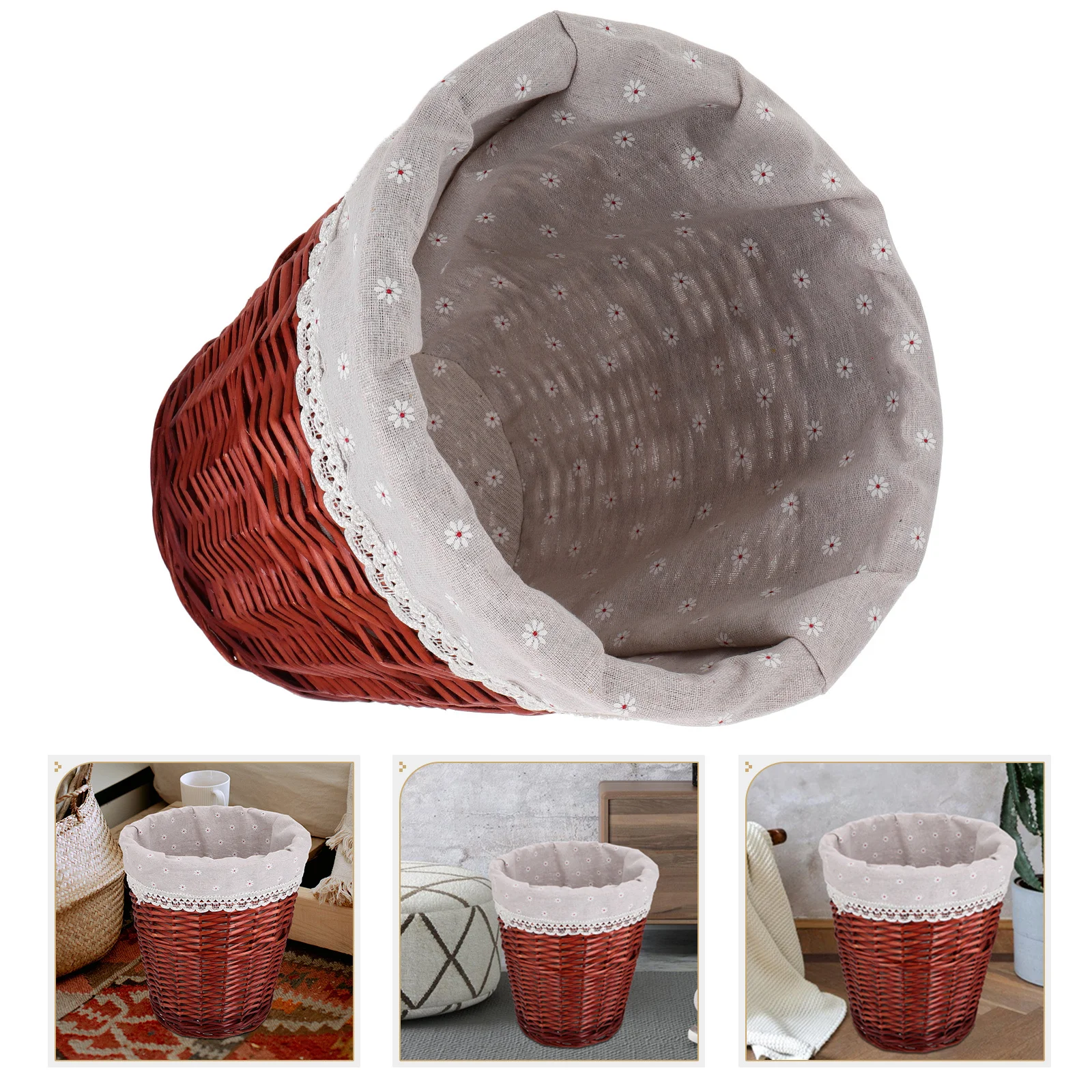 

Woven Rattan Laundry Basket Brown Wicker Dirty Clothes Hamper Home Hotel Hot Pot Restaurant Organizer Practical