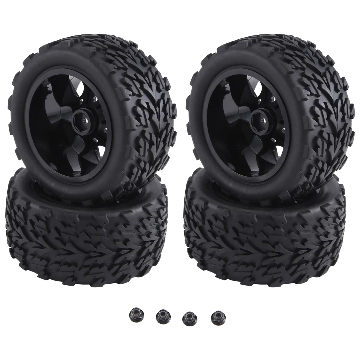 12Mm Hex 1/10 Rc Truck Wielen En Banden Voor Traxxas Rustler 2wd 4X4 Vxl Redcat, Een