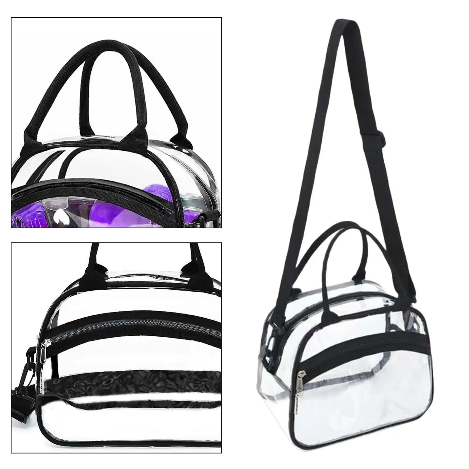 Shoulder Bag Removable Adjustable Strap Clear Purse for Camping Hiking Work