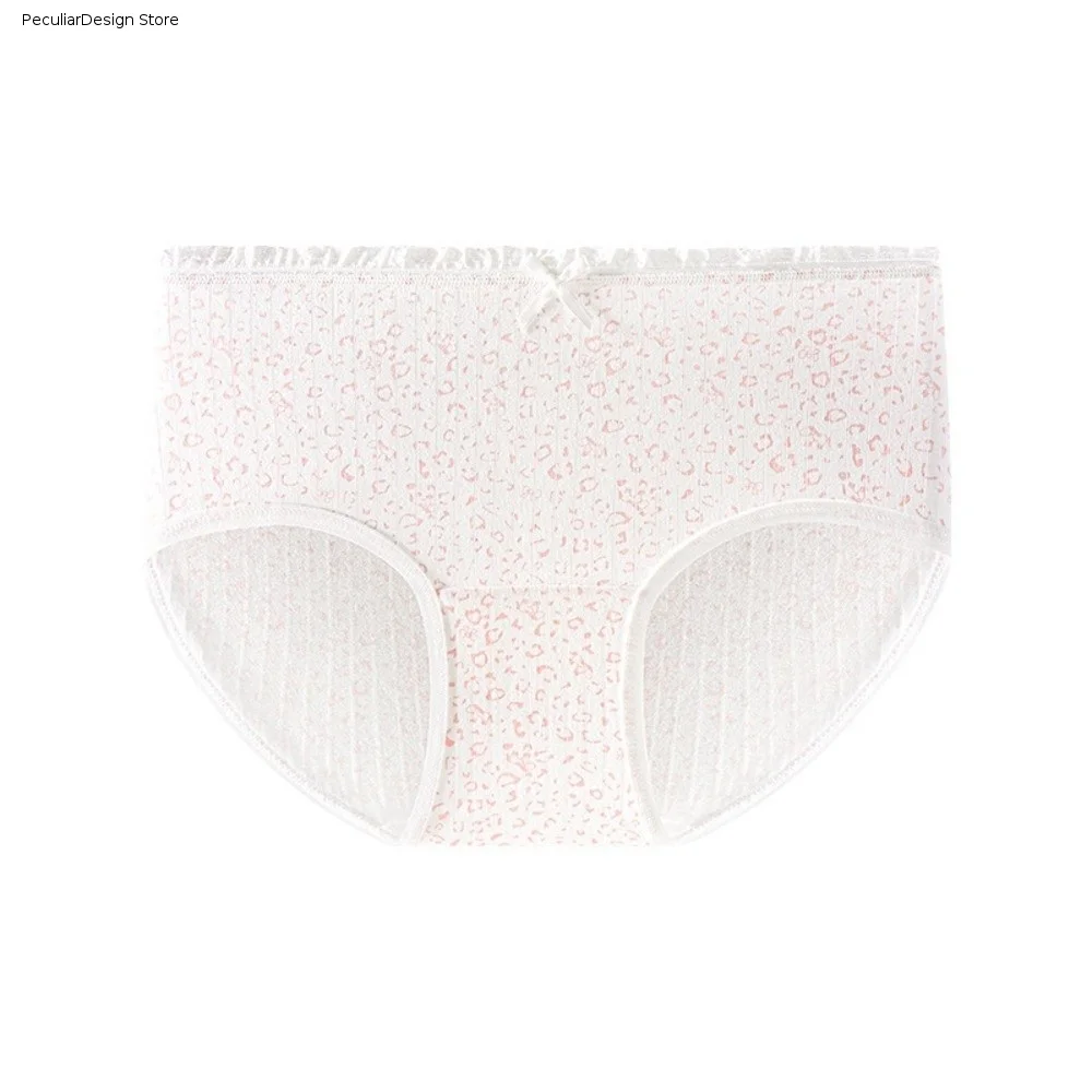 Soft Comfortable Cotton Women's Underwear Lingerie Mid Waist Girl Sweet Briefs Stripe Grid Leopard Triangle Panties Fresh Style