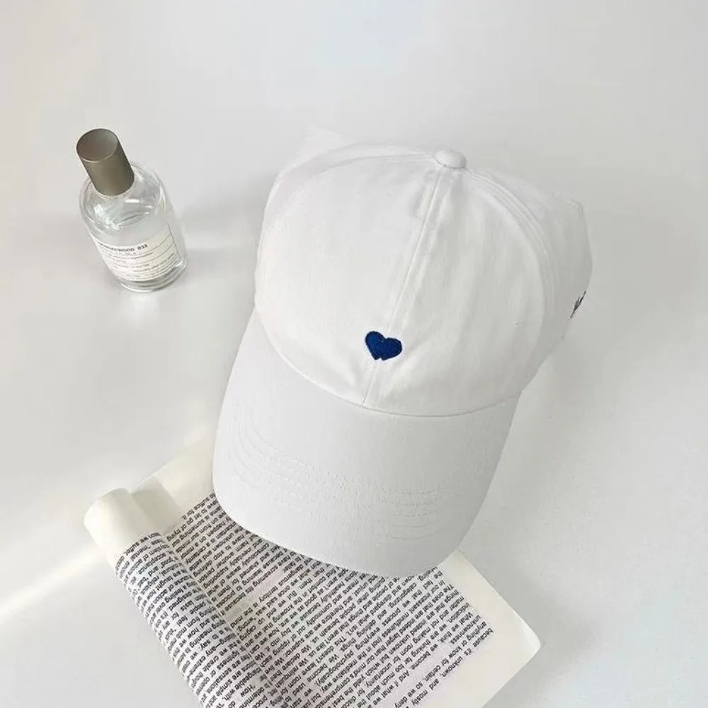 

Korean High Ponytail Children's Baseball Cap Solid Color Soft Sun Hat Cotton Love Heart Embroidery Baby Peaked Cap Outdoor