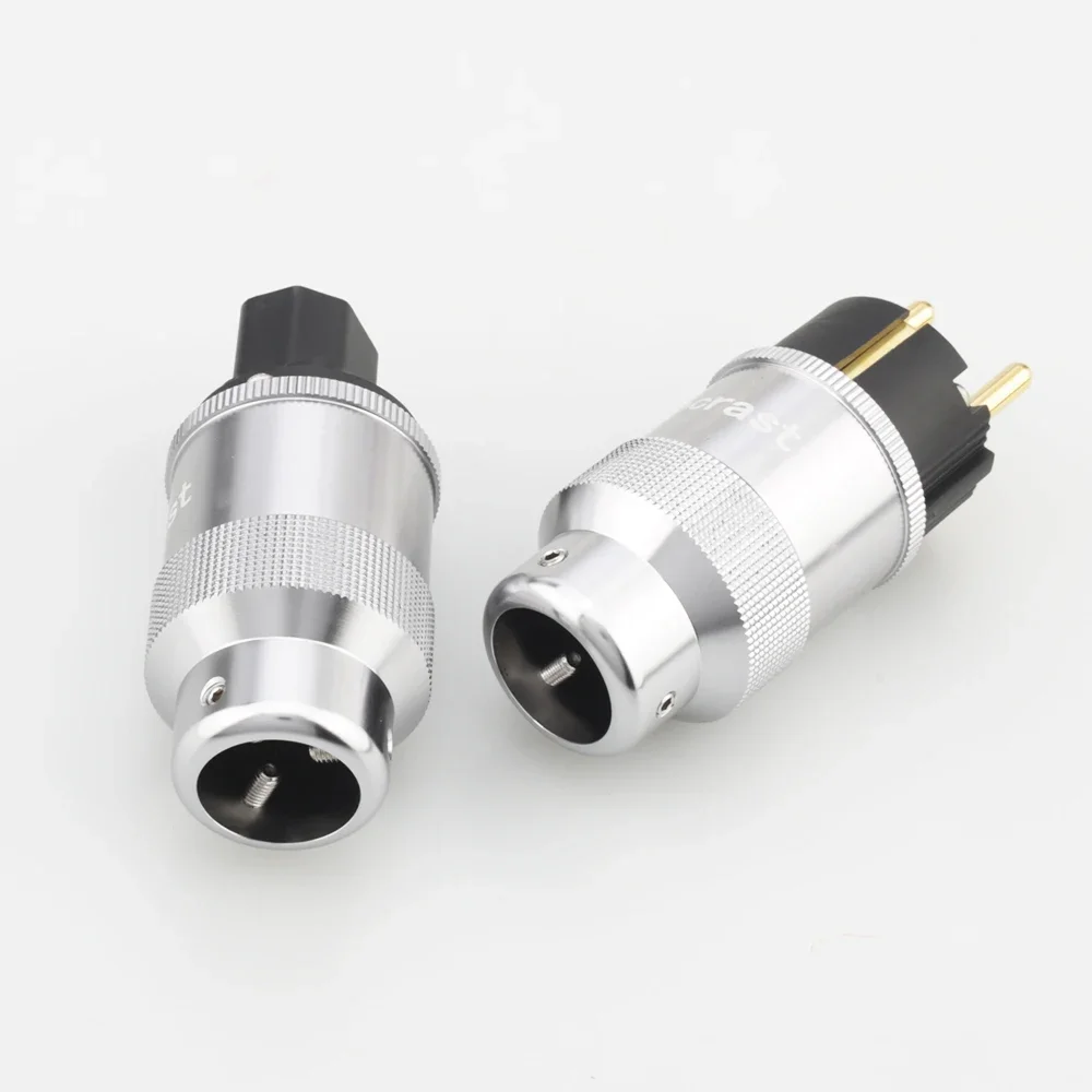 Audiocrast schuko plugue de alimentação conector da ue plugue hifi 24k banhado a ouro macho fêmea diy plugue de cabo de alimentação de rede