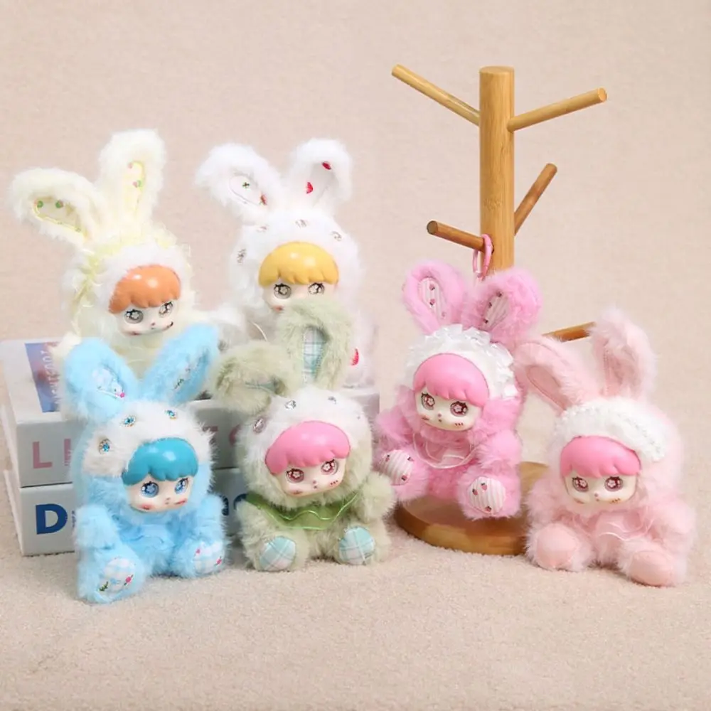 Bag Charm Rabbit Plush Keychain Hangings Decoration Stuffed Animal Bunny Pendant 15cm Keychain Vinyl Doll Backpack Accessory