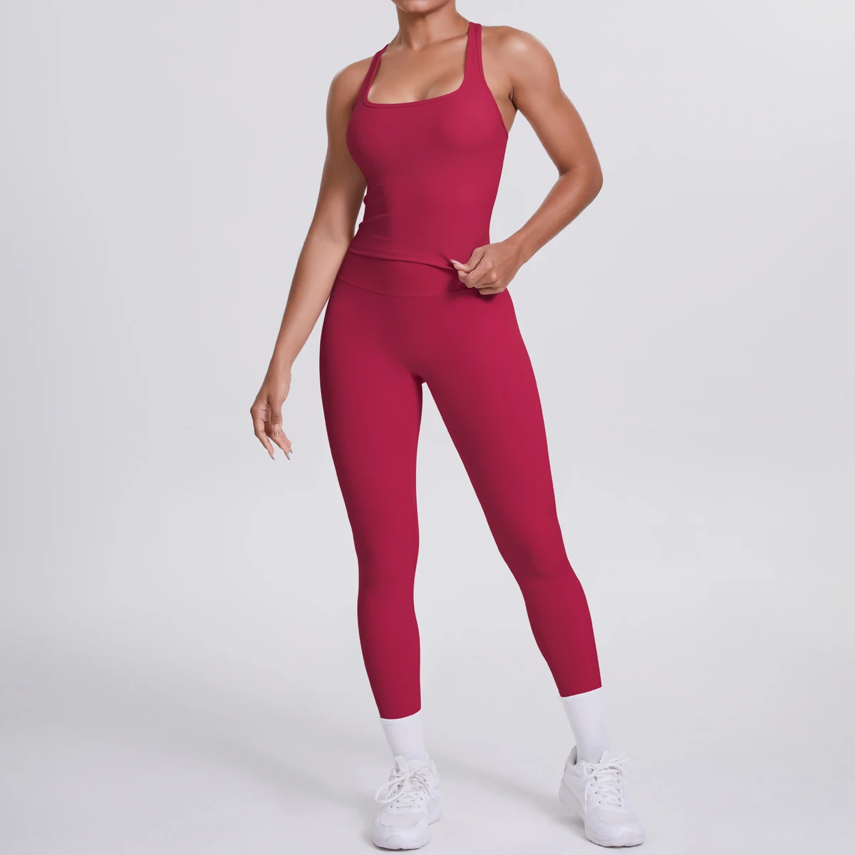 Yoga Top Set Fitness Gym Anzug Training Ärmellose Sport Gym Tops Crossover Zurück Sport Unterwäsche Bauch-steuer Abnehmen – Detail 11