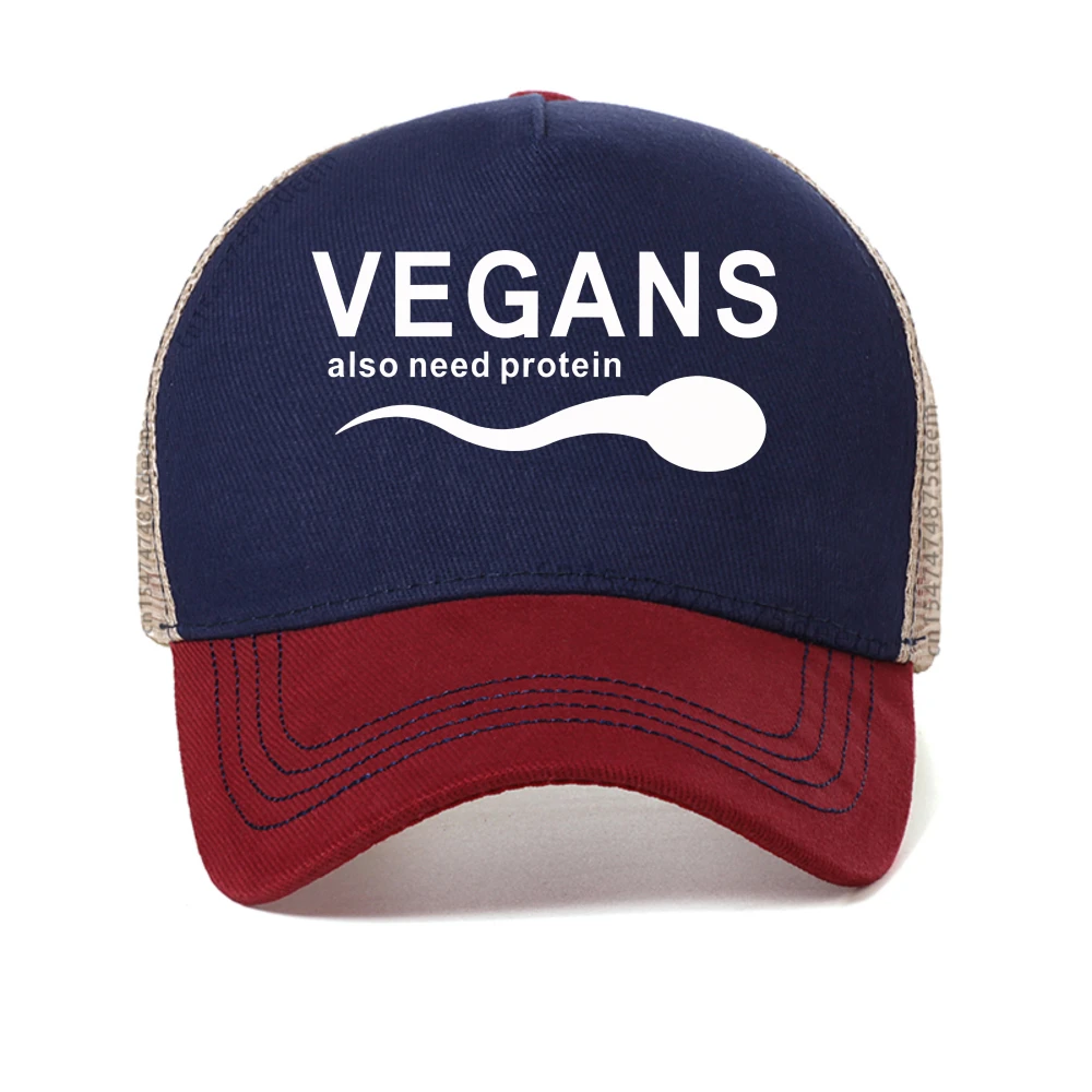 مضحك نباتي ملابس للرجال يحتاج أيضًا إلى بروتين شعار رسالة قبعة بيسبول الرجال الجرافيك طباعة Harajuku Snapback قبعة شبكة القبعات الرائعة