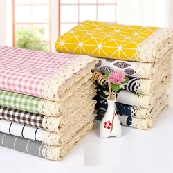 Tablecloth, Washable Cotton Linen Fabric Tassel Table Cloth Dust-Proof Embroidery Table Cover for Kitchen Dinning Farmhouse