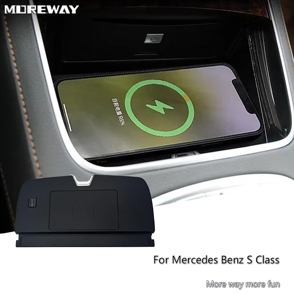 Carregador sem fio para carro Mercedes Benz Classe S W222 2015, suporte para celular, carregamento rápido, acessórios de modificação interior.