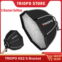 TRIOPO KS2 Softbox 55cm 65cm 90cm 120cm Octagon S Bracket with Honeycomb Grid for Godox V860III TT600 Yongnuo Speedlite Flash