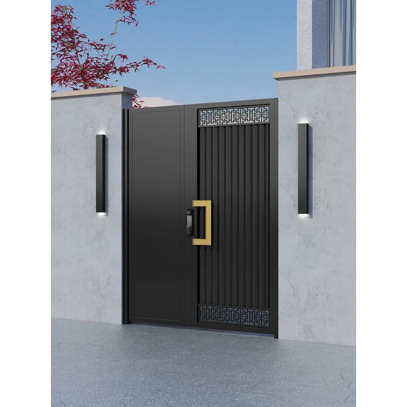 FOB الحديثة سبائك الألومنيوم فيلا فناء بوابة الأمن باب مزدوج الحديد الفولاذ المقاوم للصدأ غير قابل للصدأ في الهواء الطلق