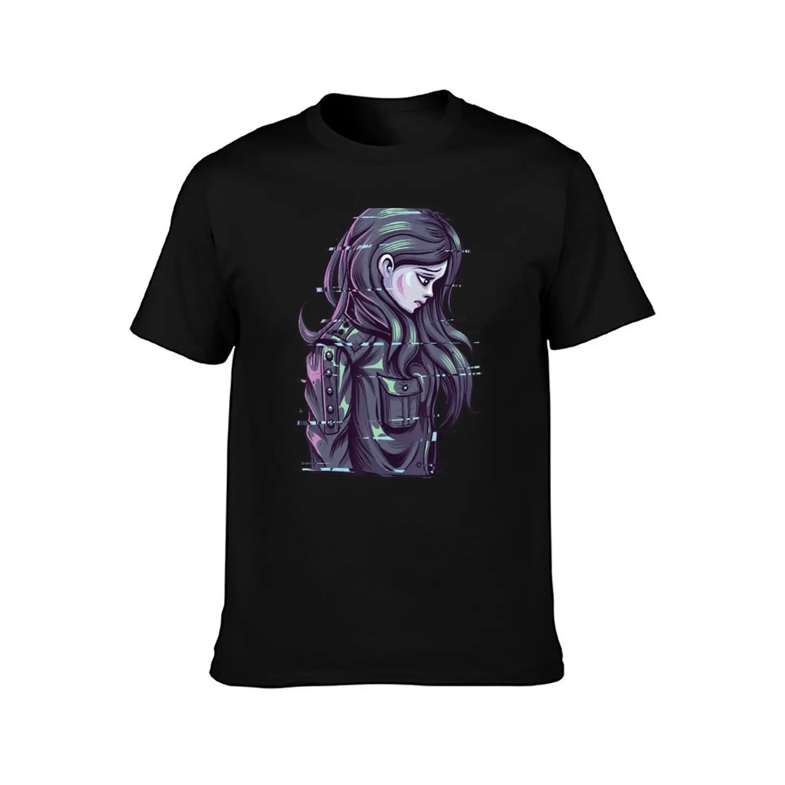 Aesthetic Vaporwave E-Girl Love Anime Glitch Girl Nu Goth T-Shirt Work Wear Simple Tee Shirt T-Shirt