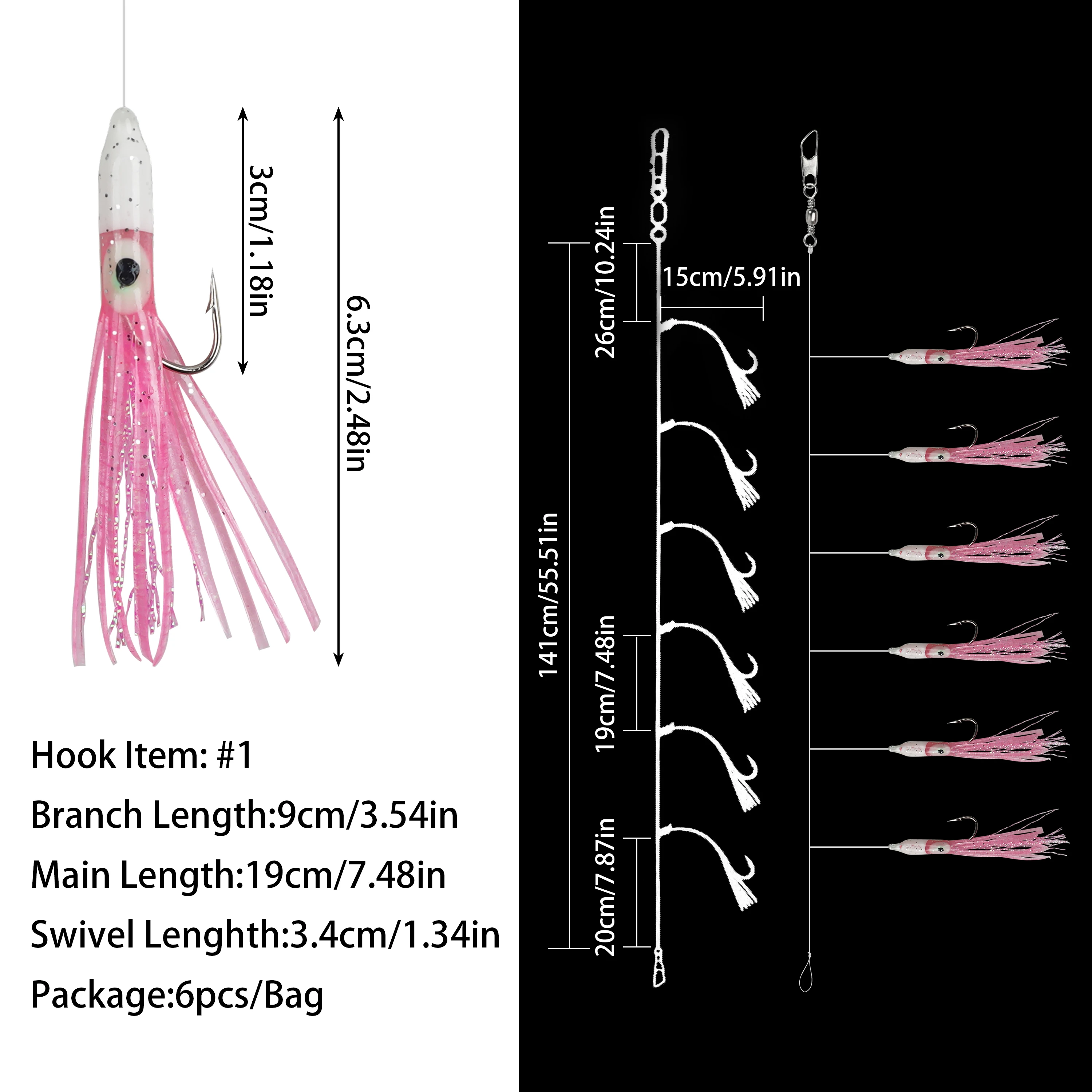 6 Packs Fishing Rigs Saltwater Bait Lures Surf Fishing Rigs Fishing Bait Rigs Octopus Lure Saltwater Fishing Rigs