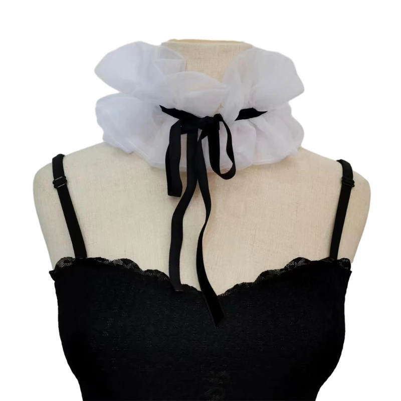 Faux Col Volants En Tulle Noir – Choker Clown Cosplay, Style Gothique Ou Steampunk Réglable