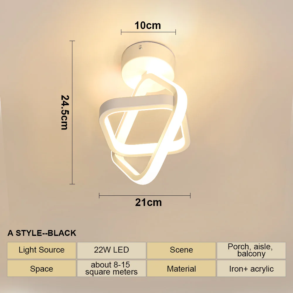 LED-plafondlamp moderne stijl geometrische vorm gangpad gang licht wandlamp keuken / slaapkamer verlichting 110V wit / warm licht