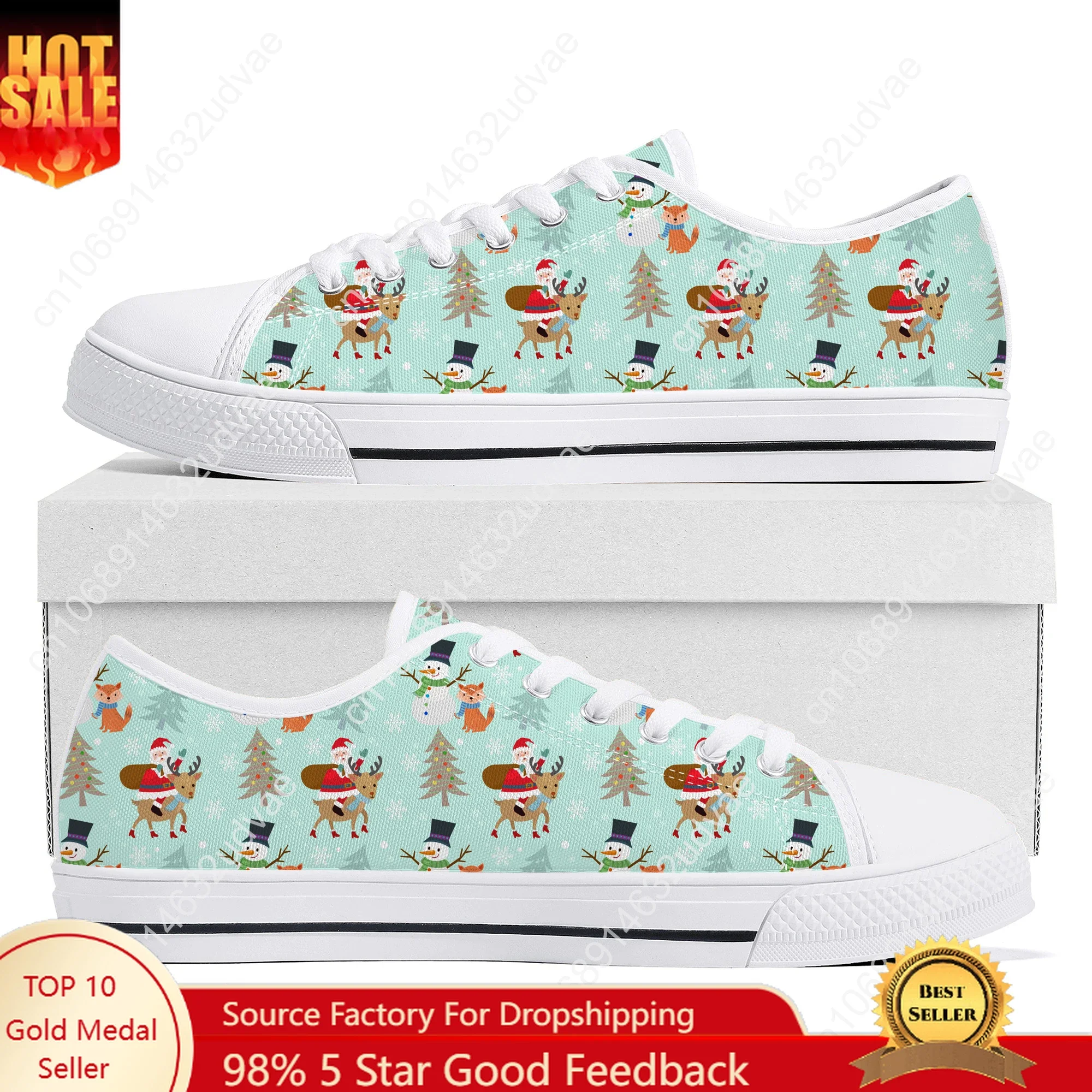 

Christmas Sneakers Low Top Shoes Men Women Teenager Canvas High Quality Sneaker Casual Custom Made Shoes Customize Shoe White