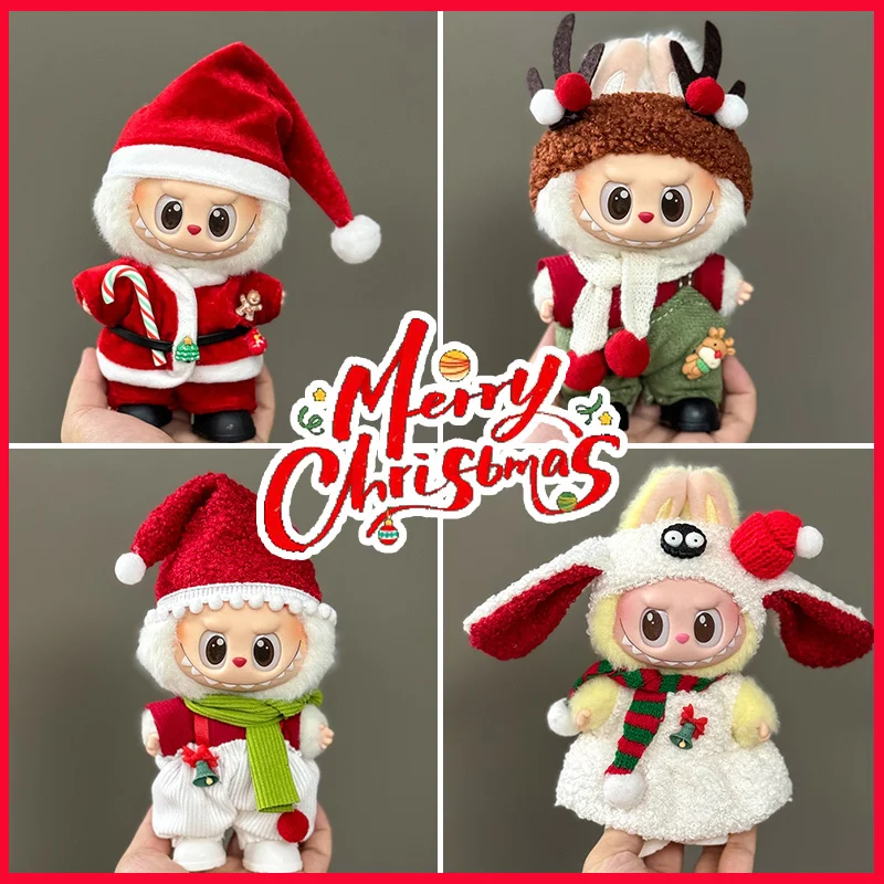 

For V1 V2 V3 Labubu Christmas Set Labubu Accessories Clothes Suitable Labubu Deer Set Red Clothing Christmas Fashion Gift