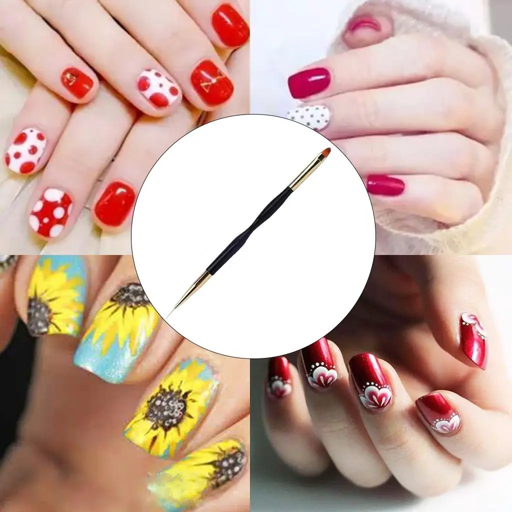 Pędzel do zdobienia paznokci żelowy dwustronny do malowania kwiatów, okrągły, akrylowy, do samodzielnego tworzenia wzorów.