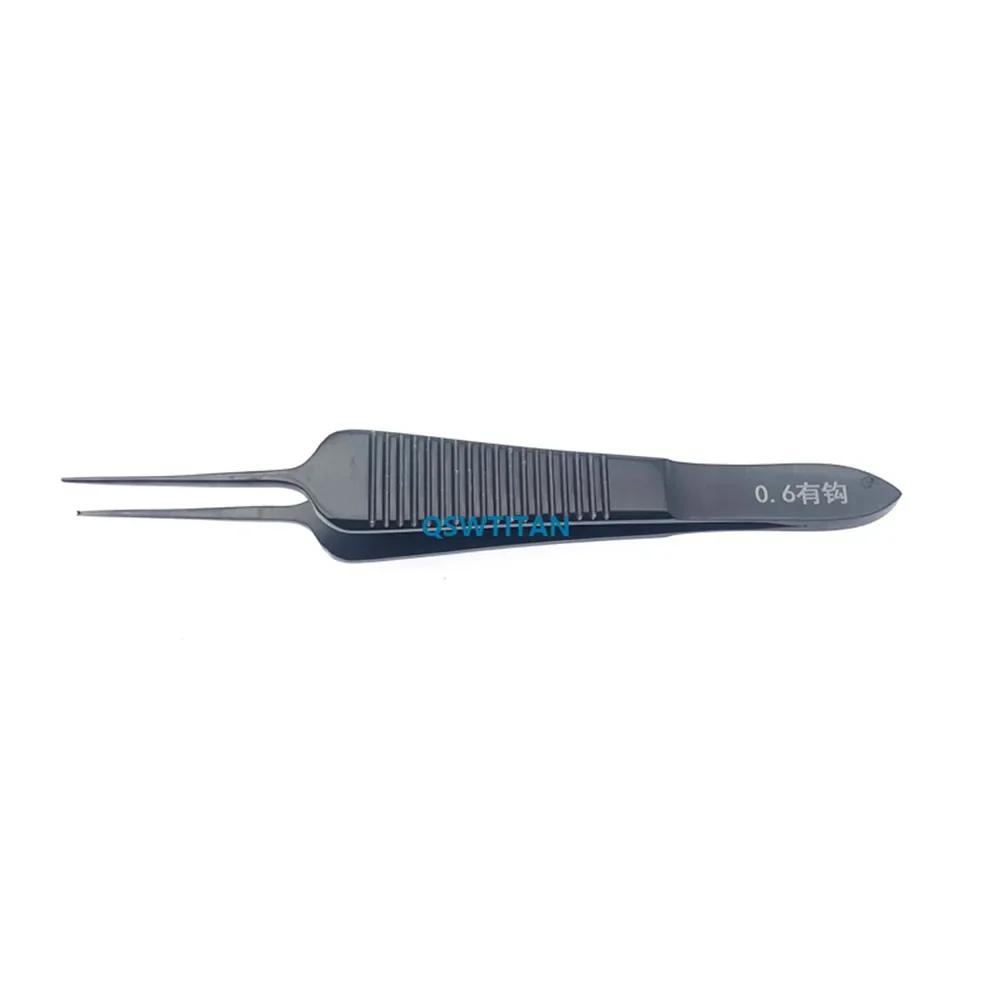 Ophthalmic Surgical Toothed Tissue Forceps: 0.4mm/0.6mm/0.8mm Stainless Steel with Black Handle