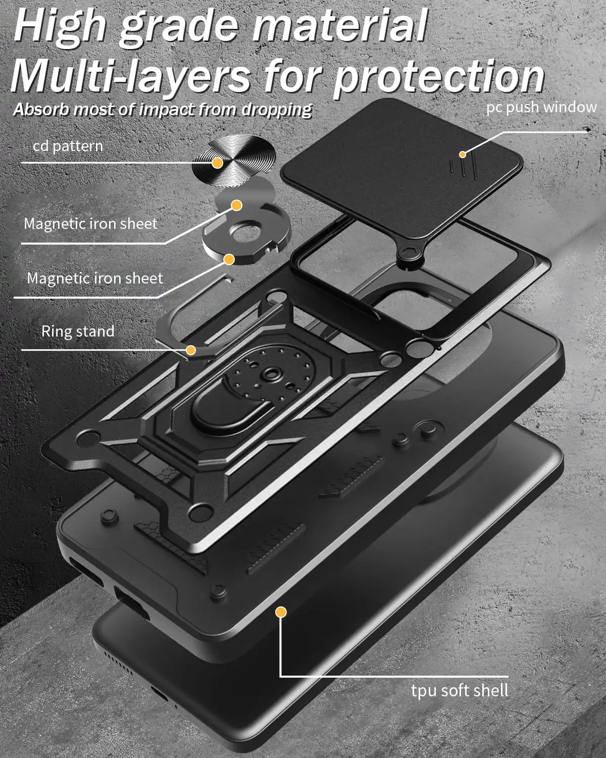 Xiaomi Redmi K80 スライドカメラ保護スタンド電話シェル Funda Redmi K80Pro K70E K70Pro 5G カバー用ケース