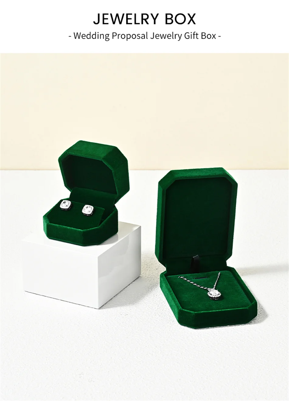 Oirlv Samt-Ringbox, Edelstein-Grün, Schmuckbox-Set, Hochwertige Verpackungsbox für Ringe, Ohrringe, Halsketten, Armbänder, Anpassbar – Detail 3