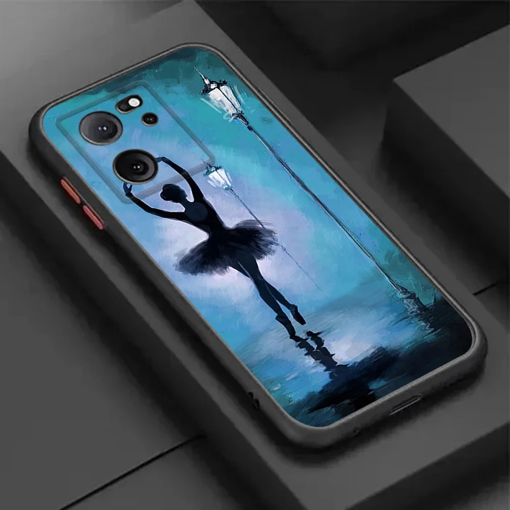 Phone Case For Xiaomi Redmi Note 13 Pro 5G 12s 12c 12 12t 12x 11s 11t 11 Elegant Ballet Dancer Translucent Matte Soft Back Cover