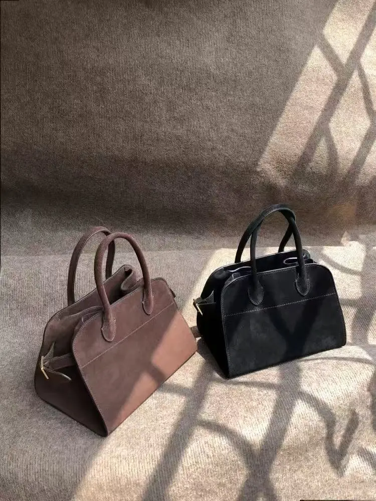 

High Quality Margaux 10 Cowhide Handbag Shoulder Bag Margaux15 Soft Genuine Leather Large Capacity Suede Tote Bag