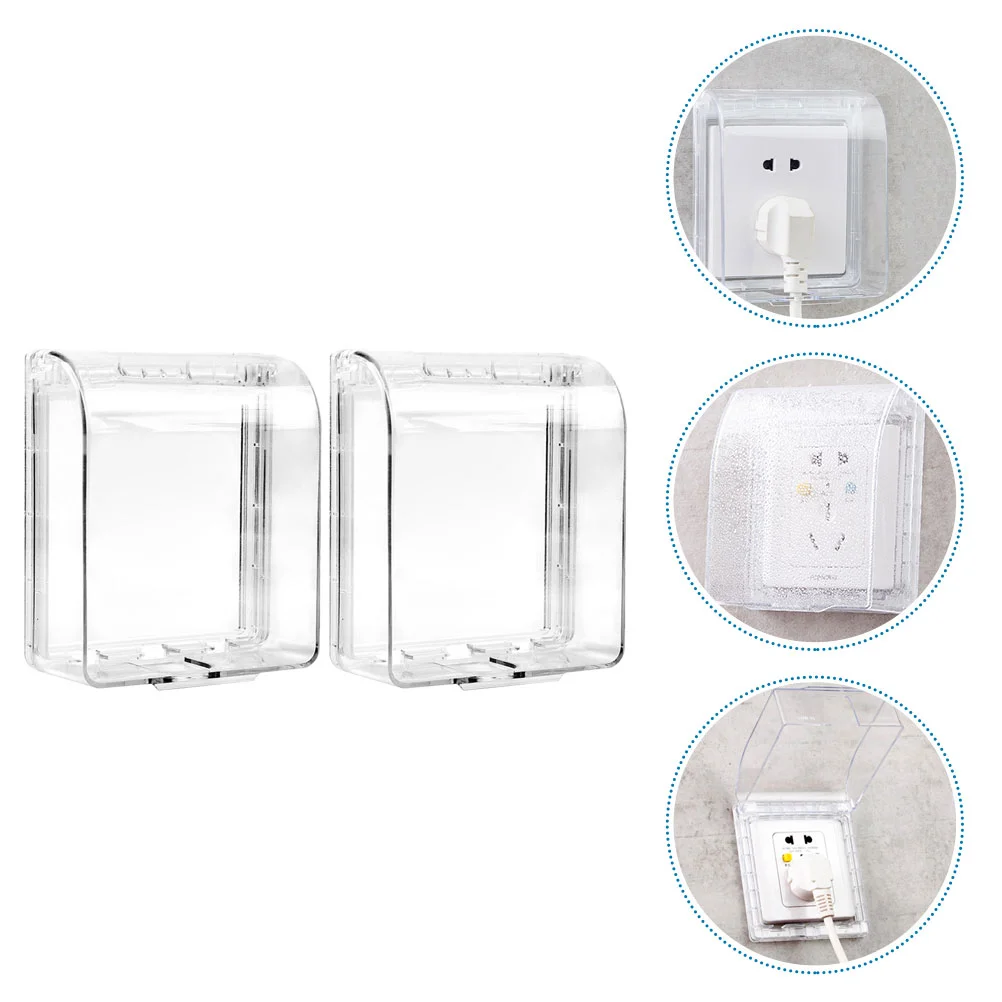 

2 Pcs Switch Protection Box Wall Plug Protector Bathroom Socket Cover Outlet Electrical Abs Receptacle