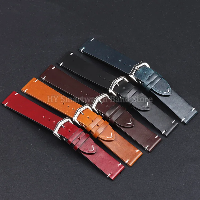 18mm 19mm 20mm 21mm 22mm 24mm Leather Watch Strap for Seiko for Omega Retro Wrist Band Calfskin Universal Bracelet Accessories