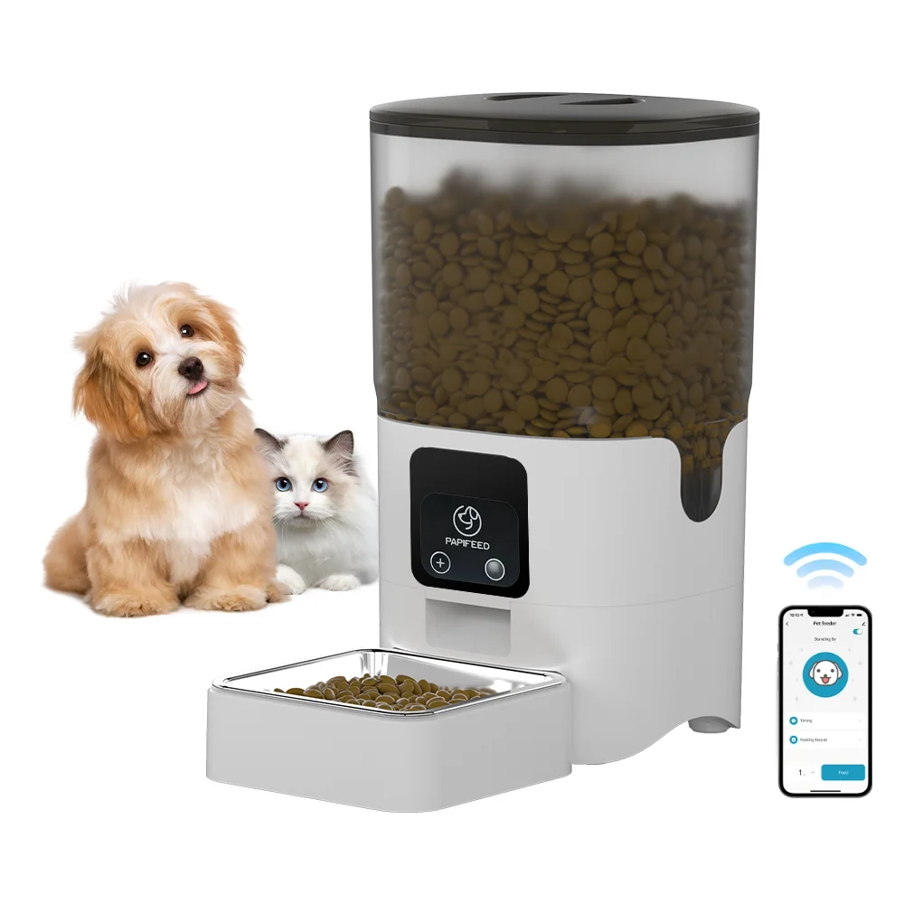 

Automatic Cat Feeder, Wi-Fi Rechargeable Food Dispenser,AIR Timed Pet Feeder for & Dog, 6L PAPIFEED Auto Cat Feeder,