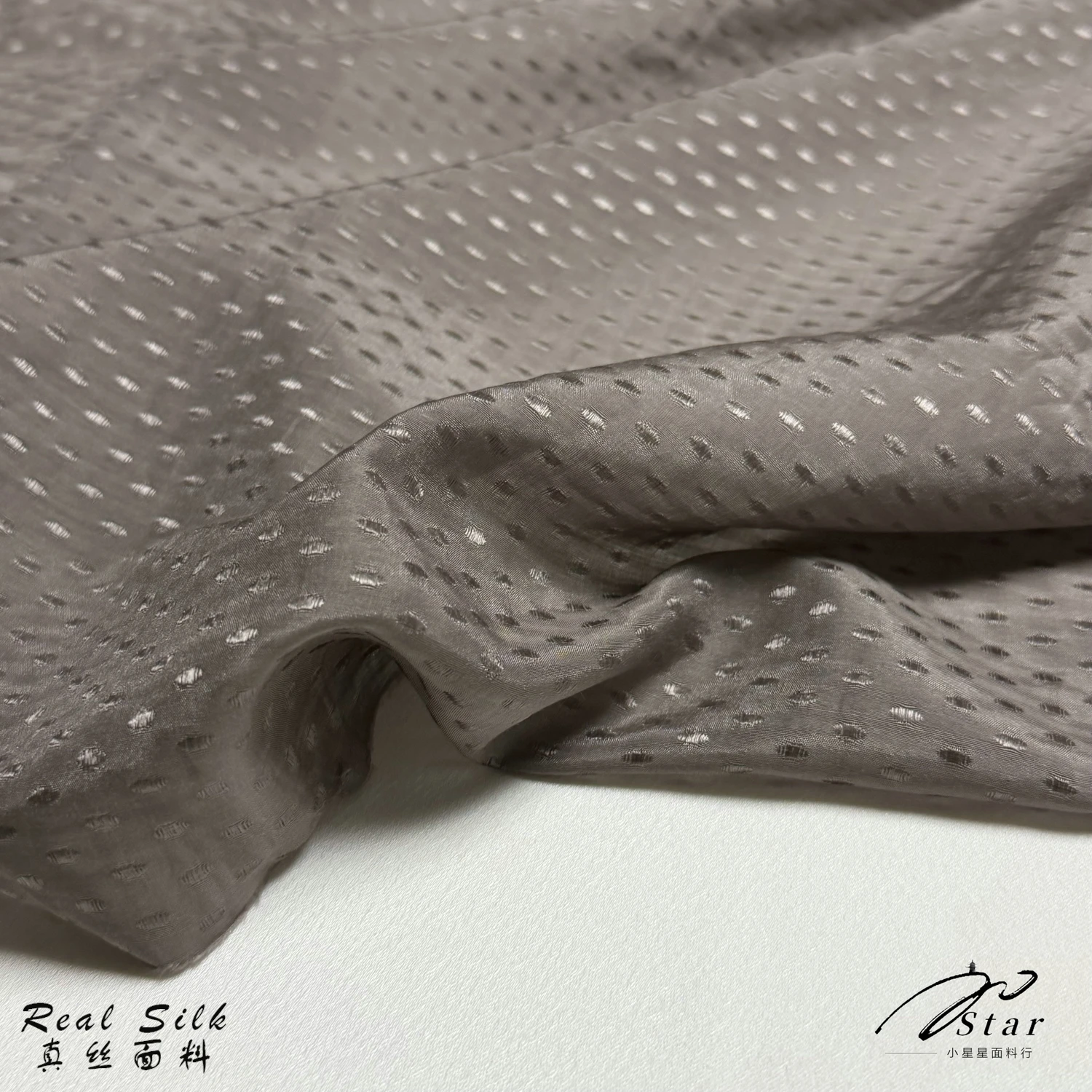 Thin Skin-Friendly Brown Small Polka Dot Jacquard Silk Cotton Fabric Shirt Dress Slightly Transparent Satin Fabric