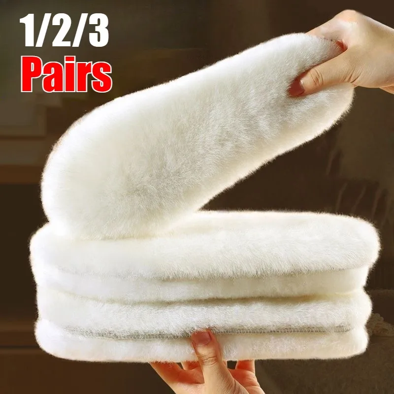 6/2 قطعة النعال الصوف جلد الغنم الطبيعي للأحذية الرجال الشتاء أقدام الدافئة رشاقته رقيق الصوف النعال النساء أحذية الثلوج بطانة حذاء