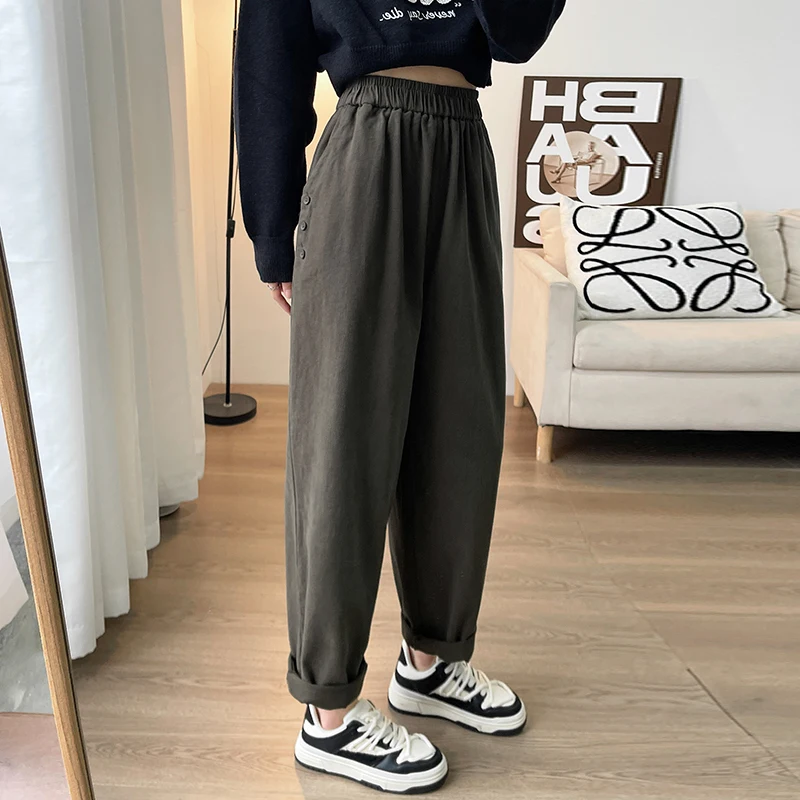 

plus Size High Waist Retro Workwear Dad Pants Women's Loose Cucumber Pants Casual Harlan Pants Autumn Winter Korean Sle