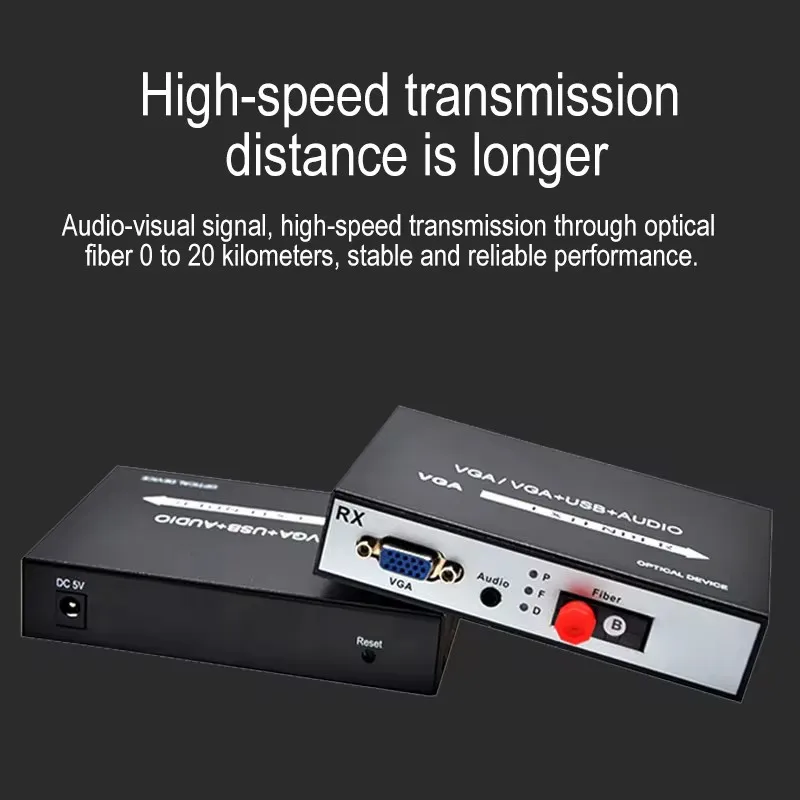 High Quality 1080P VGA Optical Fiber Extender Converter Fiber optic media converters with Stereo 3.5mm Audio Singlemode 20KM FC