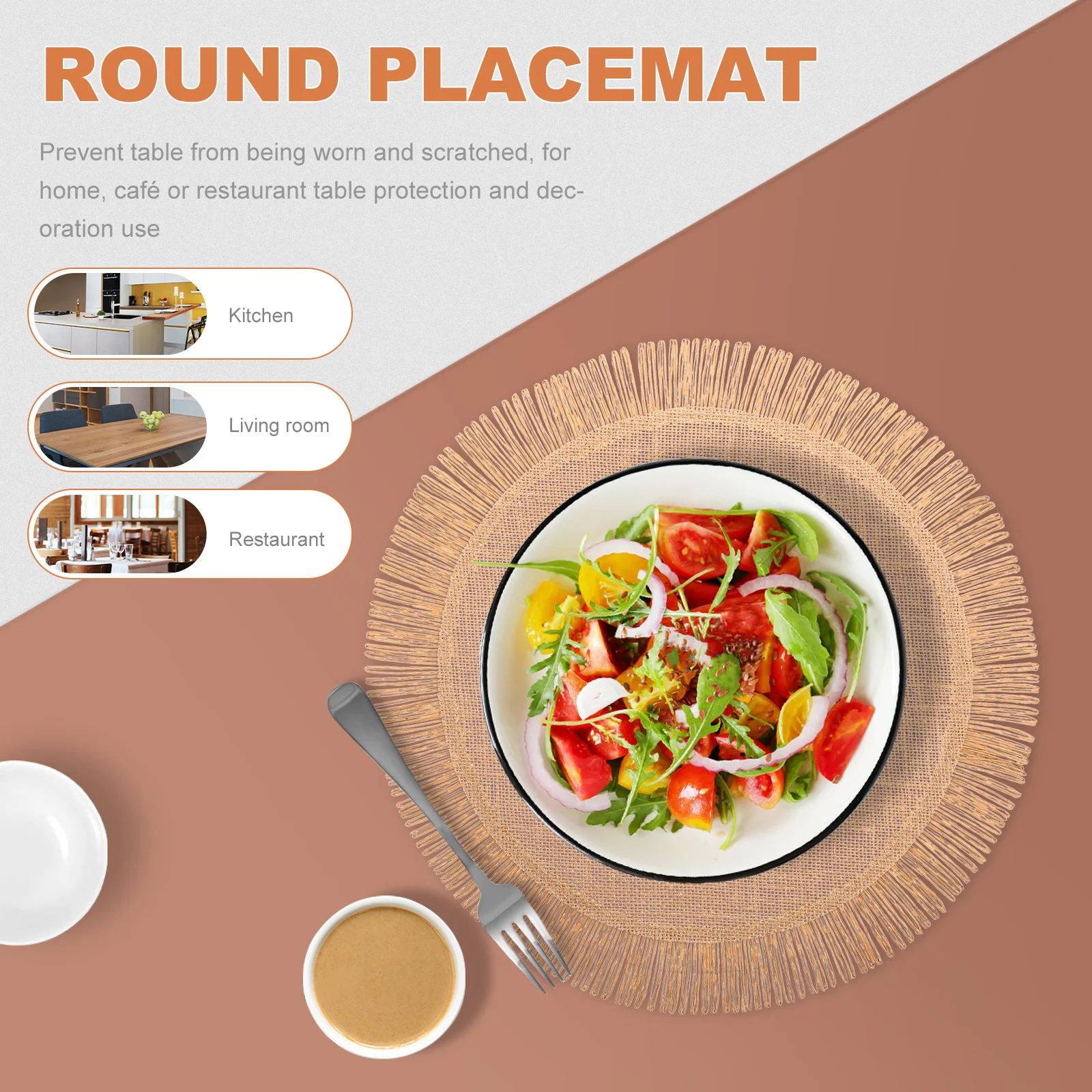 

2pcs Round Woven Placemat Heat-Resistant Table Mat For Dining Coffee Cup Bowl Insulated Teapot Pad Placemats Home Café