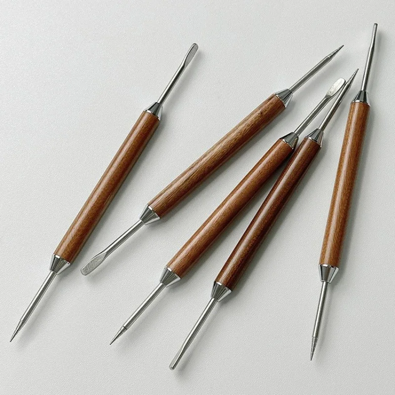 Coffee Art Needle Stainless Steel Rosewood Coffee Decorating Art Pen Flower Needle Latte Coffee Hook Coffee Accessories