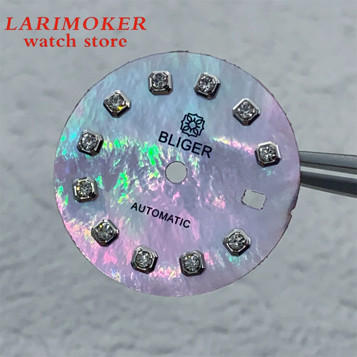 قرص ساعة نسائي بليجر مع غطاء لؤلؤي قفاز ، متعدد الألوان ، ذهبي وردي فضي أبيض ، مؤشر ماسي ، حركة NH05 ،