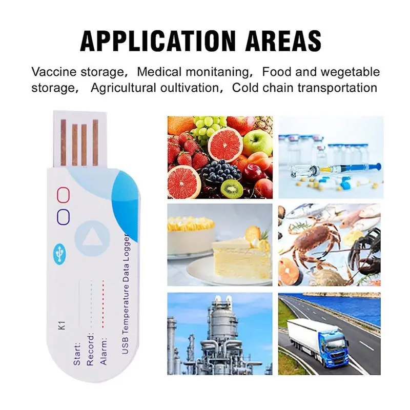 T21C 4X USB Temperature Data Logger 14400 Points USB Report 60 Days IP65 Disposable Recorder