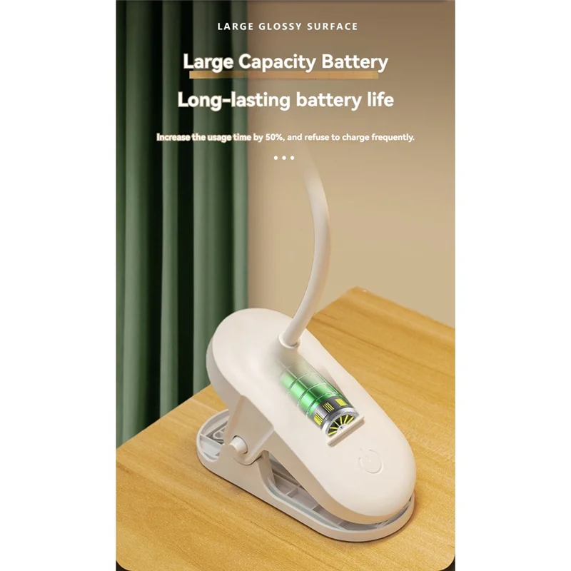 

CYCLI-White Book Lamp USB Charging And Plugging Dual Purpose Reading Lamp Portable Flexible Easy To Clip Night Reading Lamp
