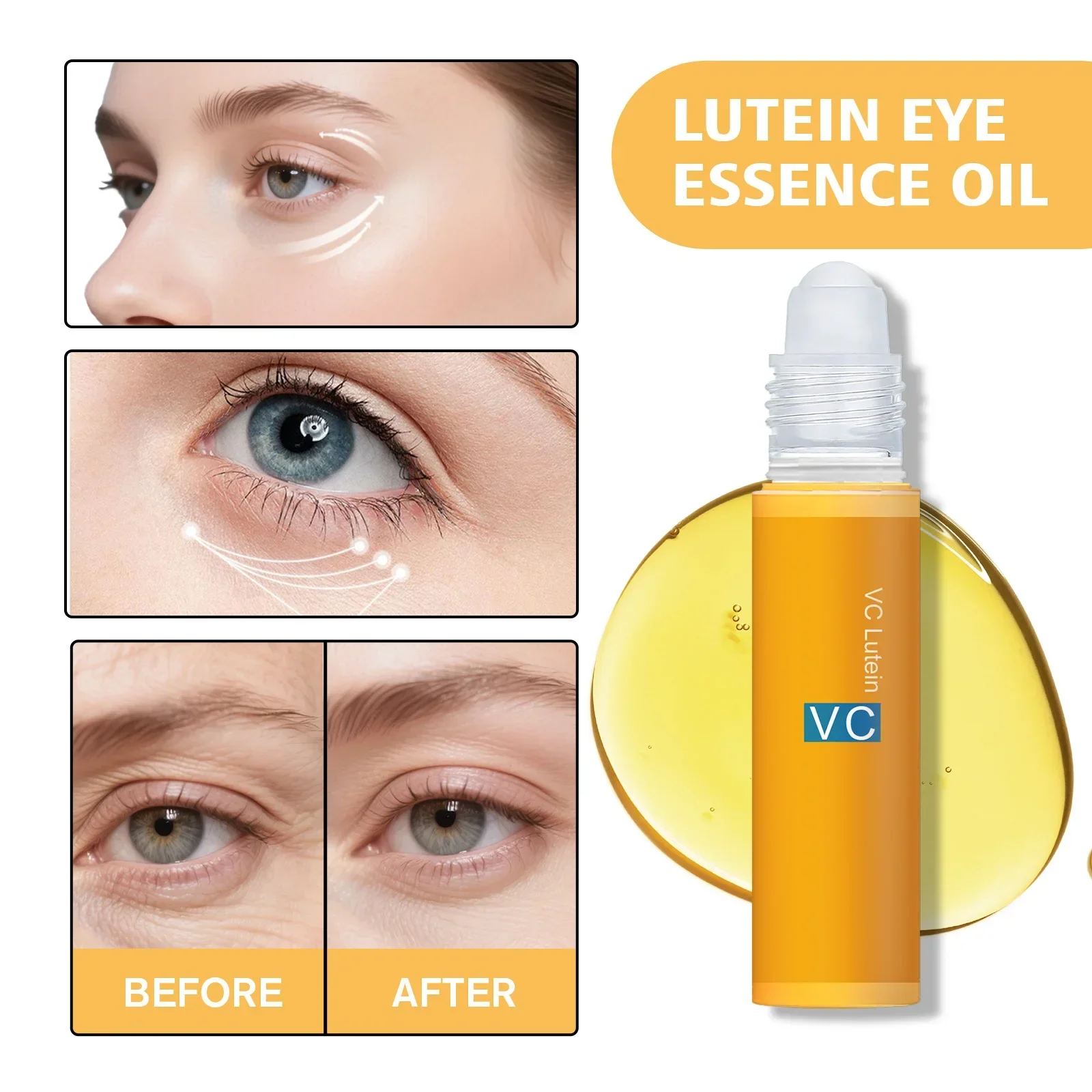 Vitamin C Eye Treatment Oil 10ml - Carotene Formula Moisturizes, Firms Improves Texture. Reduces Under-Eye Dryness Effectively