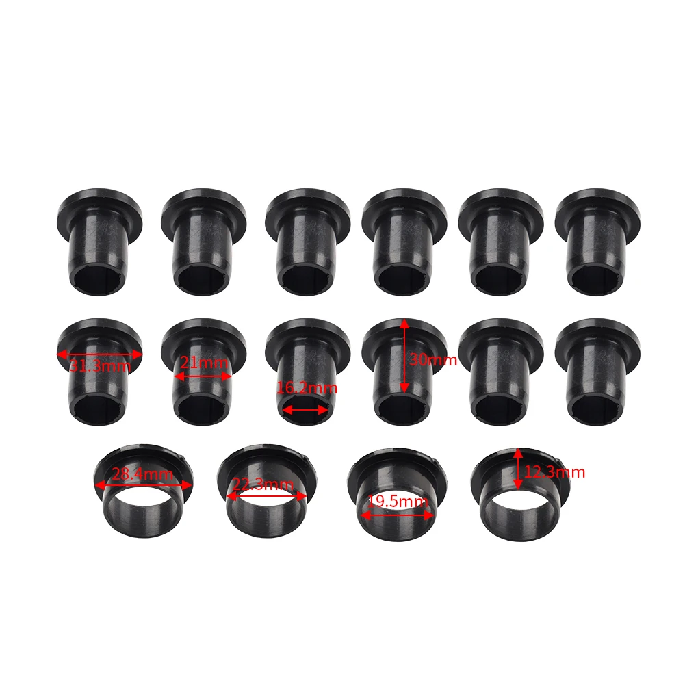 16Pcs Motorcycle Front Control Suspension A-Arm Bushing Kit Plastic Black For Polaris RZR 900 1000 XP 4 Turbo 5450095 5439874