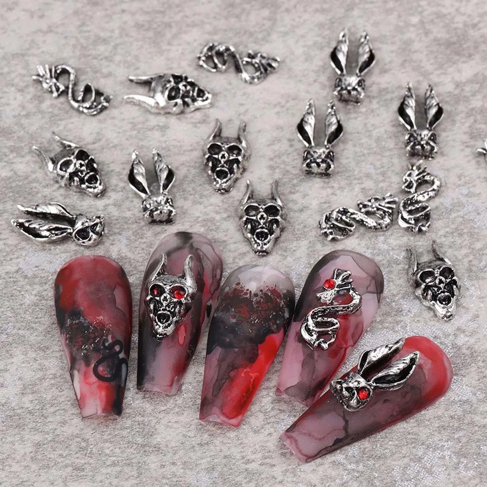 5 unids/set de dijes para decoración de uñas, decoraciones de Metal para uñas de Halloween, adornos para uñas DIY, suministros para uñas, accesorios de Metal para uñas de Halloween