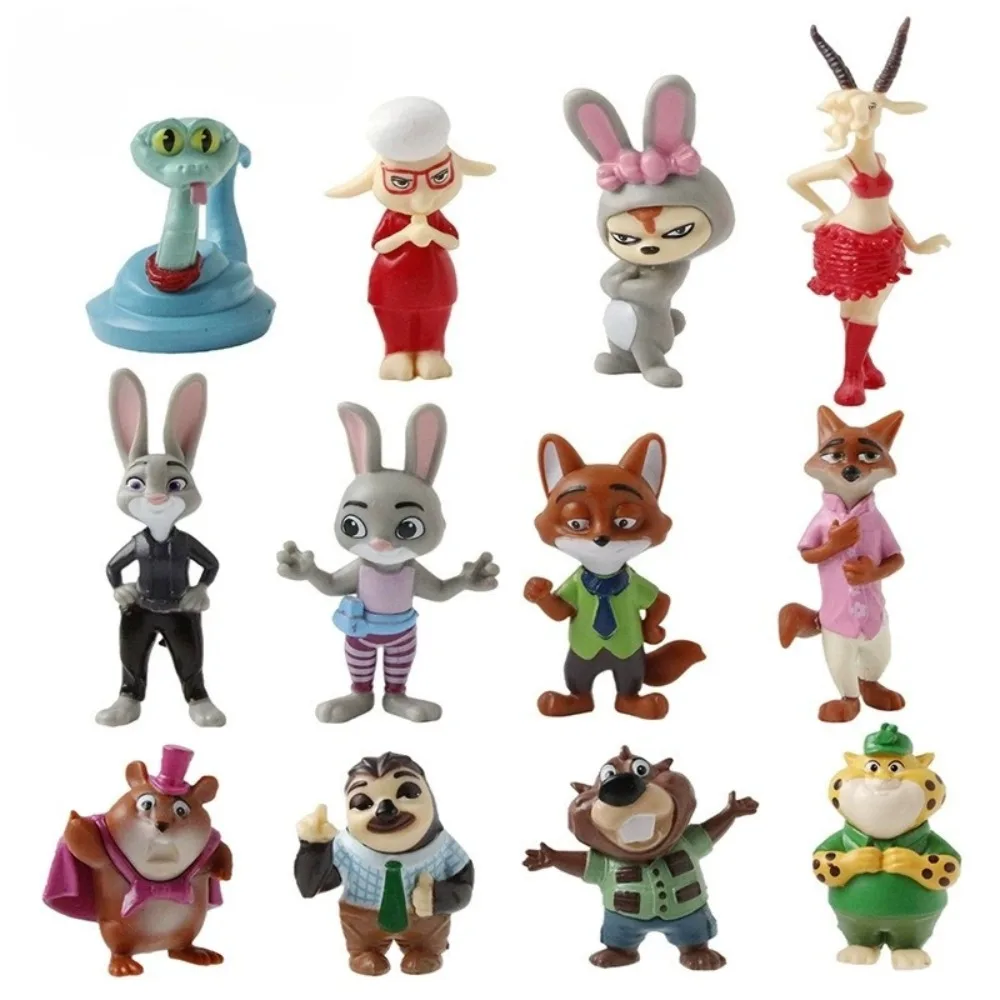 12pcs/Set Zootopia 2 Action Figure Toy Judy Rabbit Nick Fox Series Anime Figurine Fans Christmas Gifts