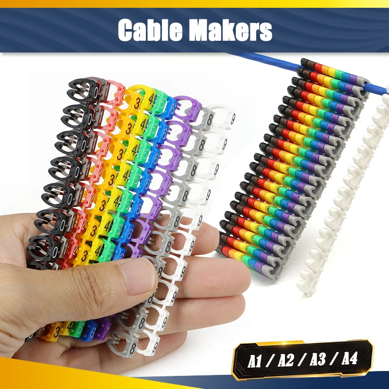 1 Kit Cat5 Cable Markers Colourful M-Type Marker Number Tag Label Network Cable Wire Marker Tag Label For 2-8mm Wire