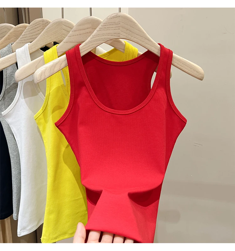 Zjaiss Damen Tanktop Einfarbiges Camisole 2026 Sommer Neu Minimalistisch Vielseitiges Ärmelloses Oberteil für Innen- und Außenbekleidung – Detail 16