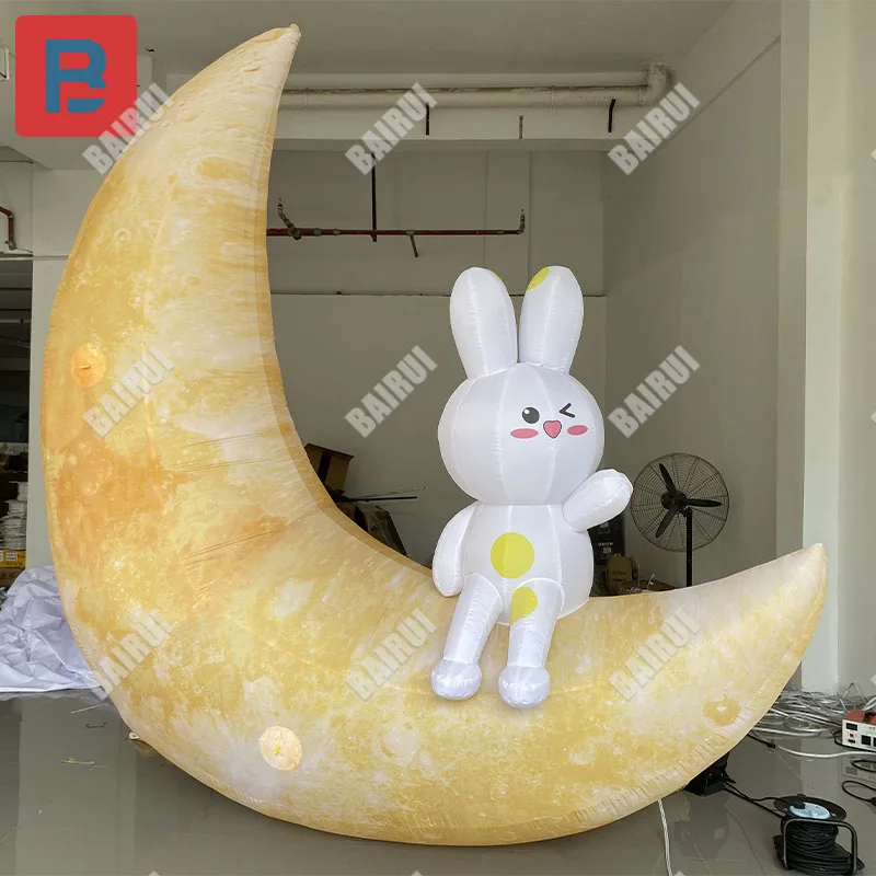 

Inflatable cartoon Moon Rabbit Model mid-autumn Festival decoration can be hung bar shopping atrium lighting layout