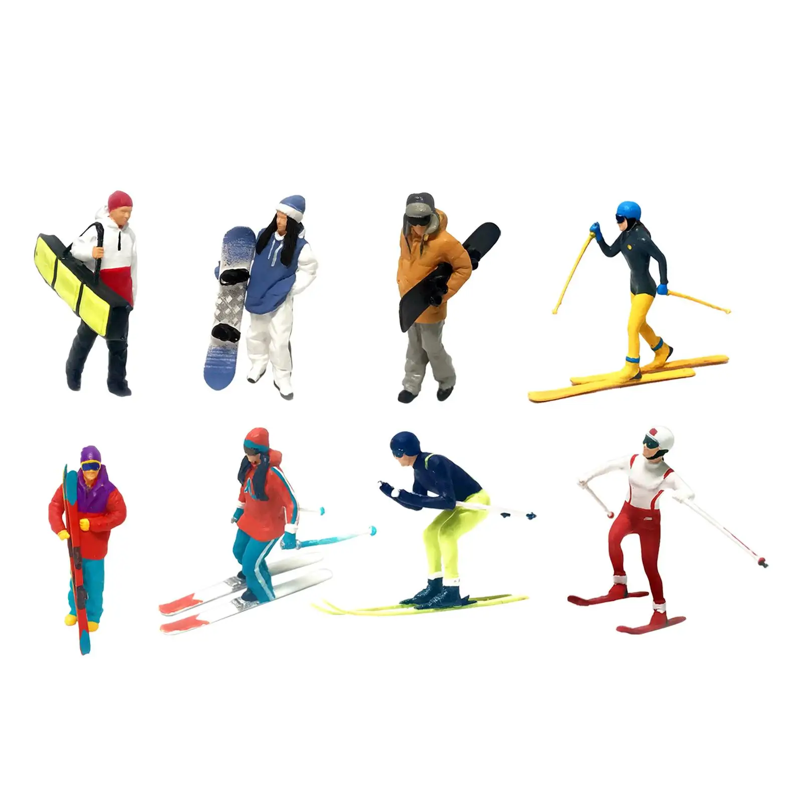 Figurines Miniatures de Ski pour Enfant, Fournitures de Décoration de Scène de Table, Jouets, 1/64