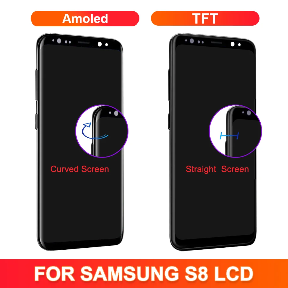 100% Tested New TFT S8 LCD For Samsung S8 Display G950 G950F SM-G950FD For Samsung S8 display Touch Screen Digitizer with Frame